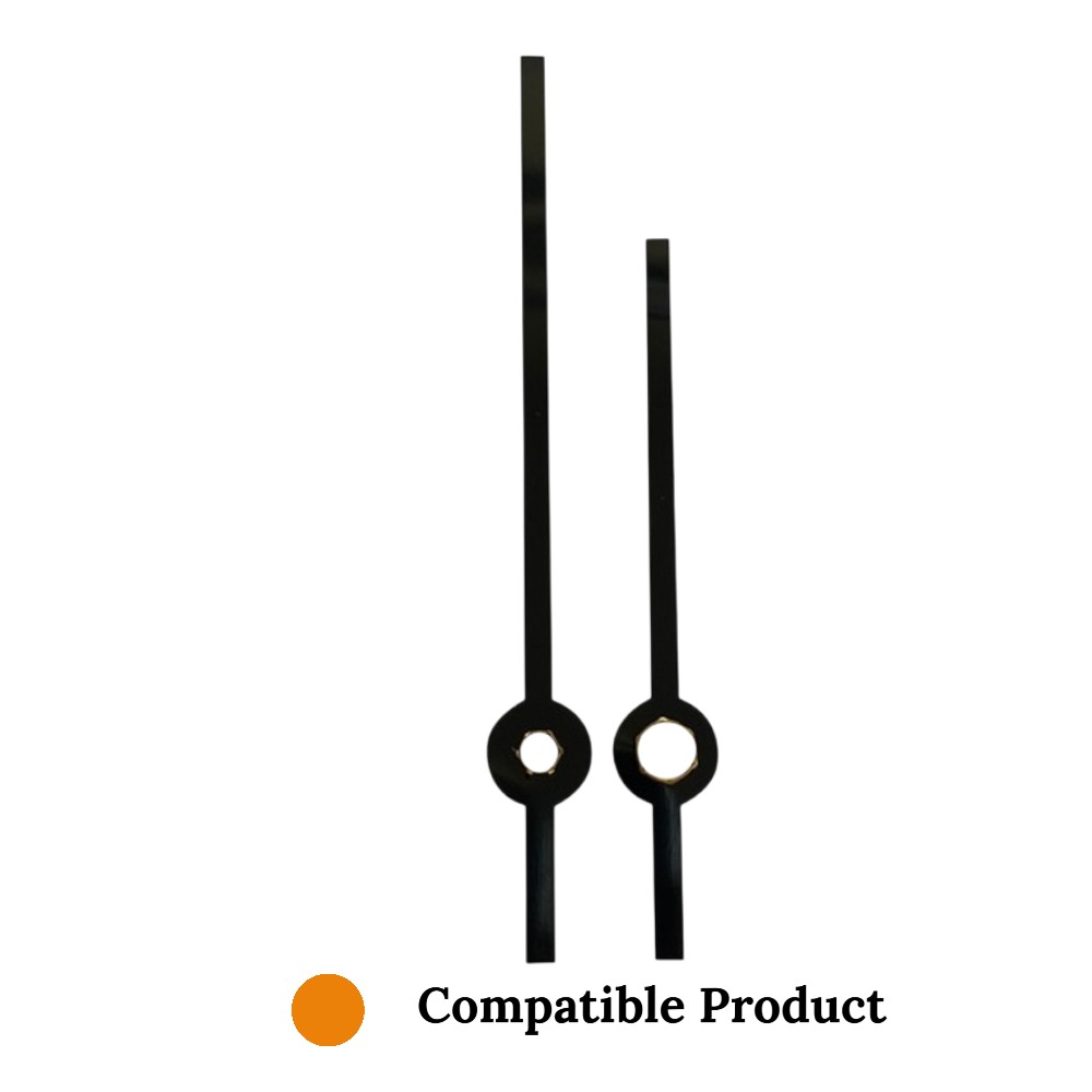 Quartz Plastic Shaft Clock Hands Compatible With Hechinger, Hermle, Junghans, Kienzle and UTS - 95mm Black Metal