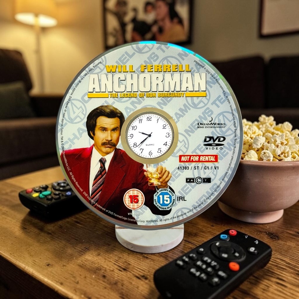 Anchorman Novelty Desktop DVD Clock With Fixed Gold Insert