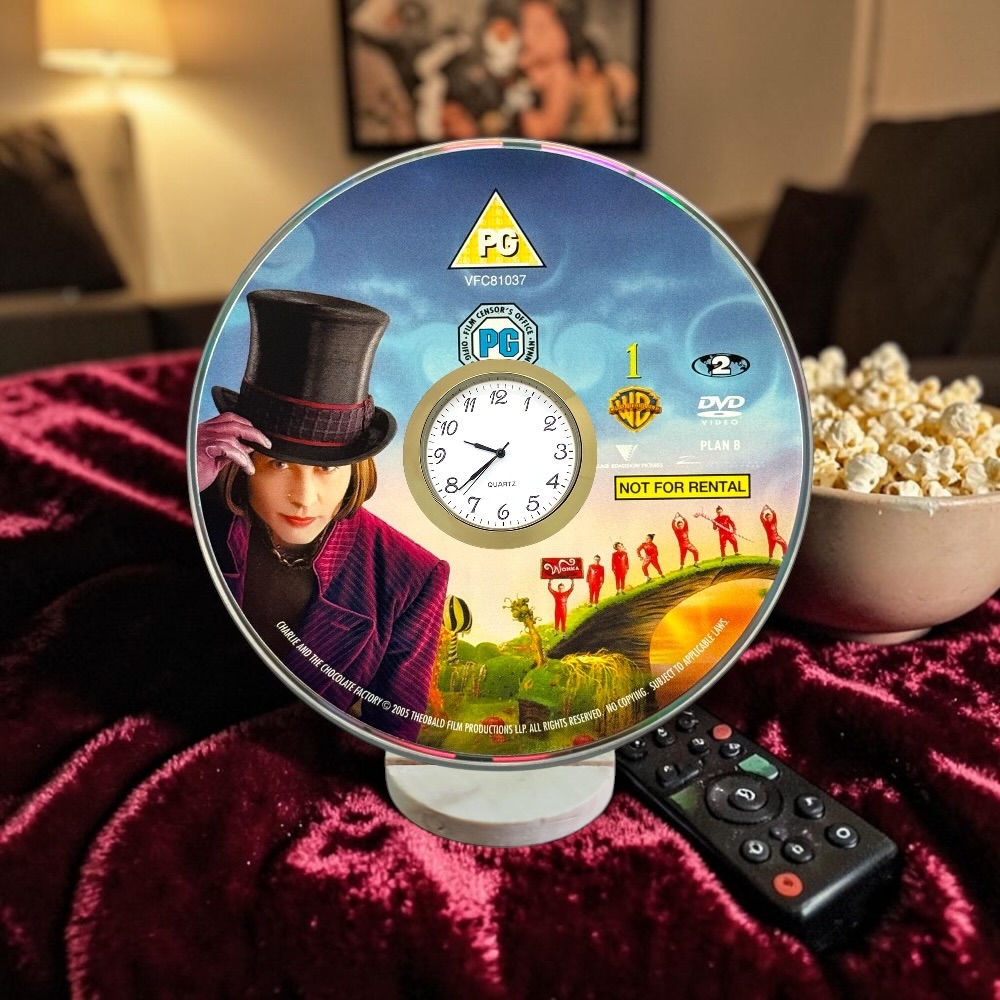 Charlie And The Chocolate Factory Novelty Desktop DVD Clock With Fixed Gold Insert - Image 1