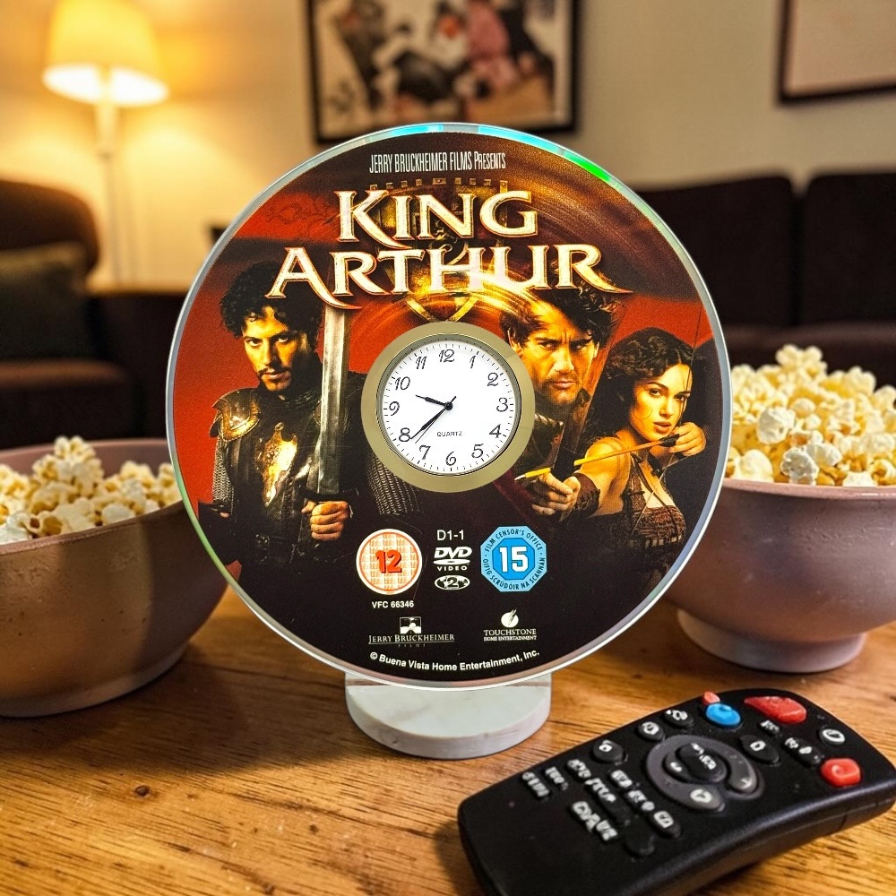 King Arthur Novelty Desktop DVD Clock With Fixed Gold Insert