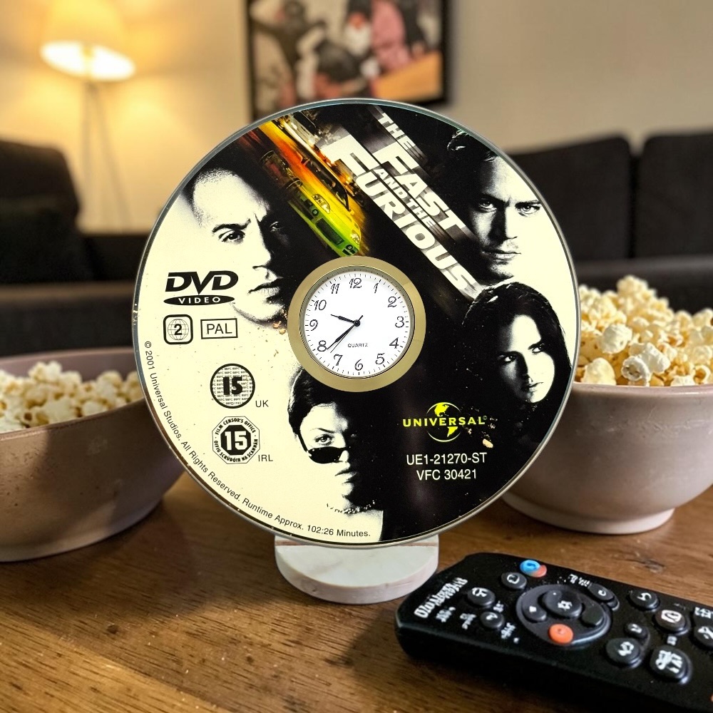 The Fast And Furious Novelty Desktop DVD Clock With Fixed Gold Insert