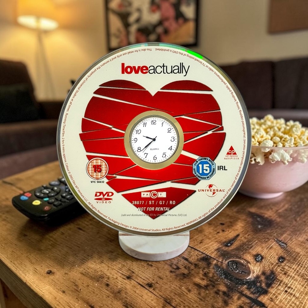 Love Actually Novelty Desktop DVD Clock With Fixed Gold Insert