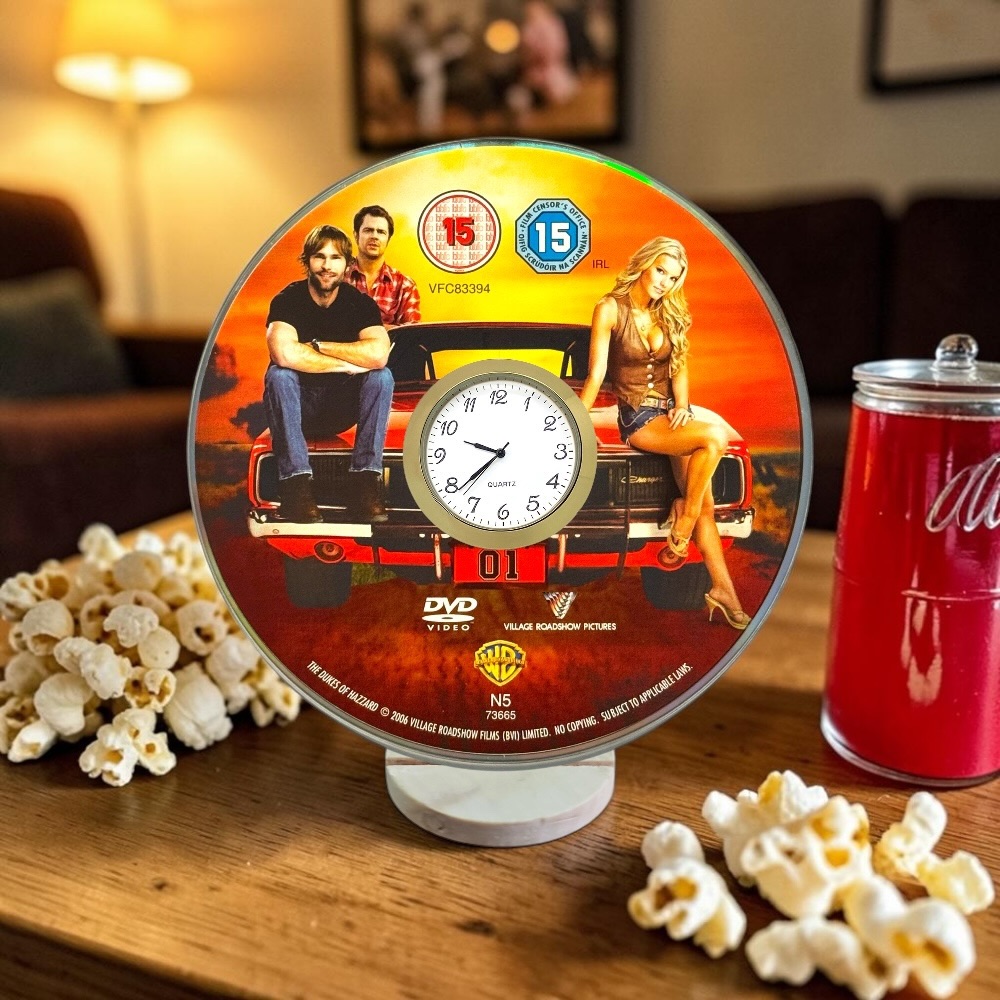 The Dukes Of Hazzard Novelty Desktop DVD Clock With Fixed Gold Insert