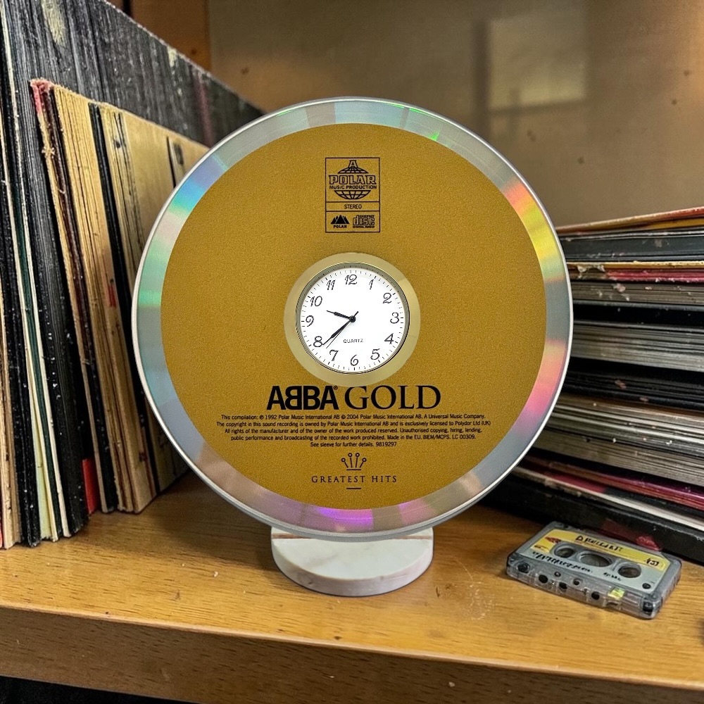 ABBA Novelty Desktop CD Clock With Fixed Gold Insert - Image 1