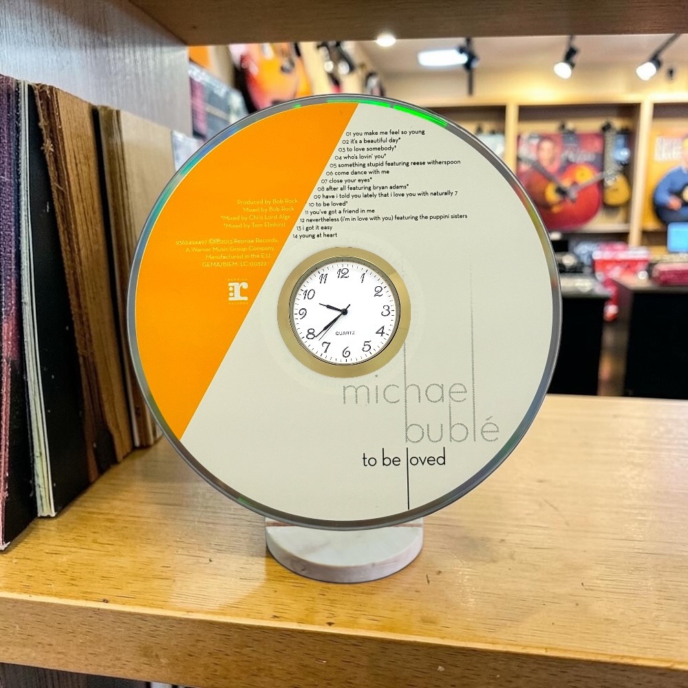 Michael Buble Novelty Desktop CD Clock With Fixed Gold Insert