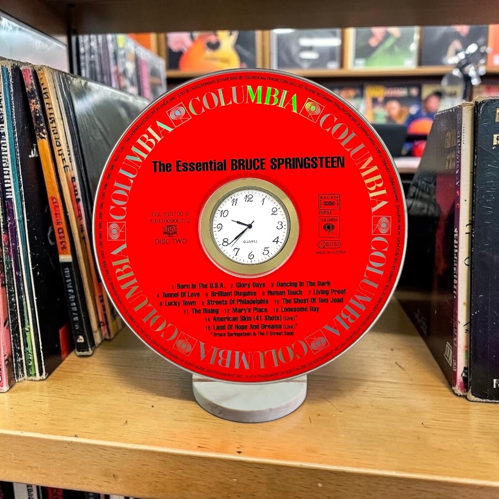 Bruce Springsteen Novelty Desktop CD Clock With Fixed Gold Insert