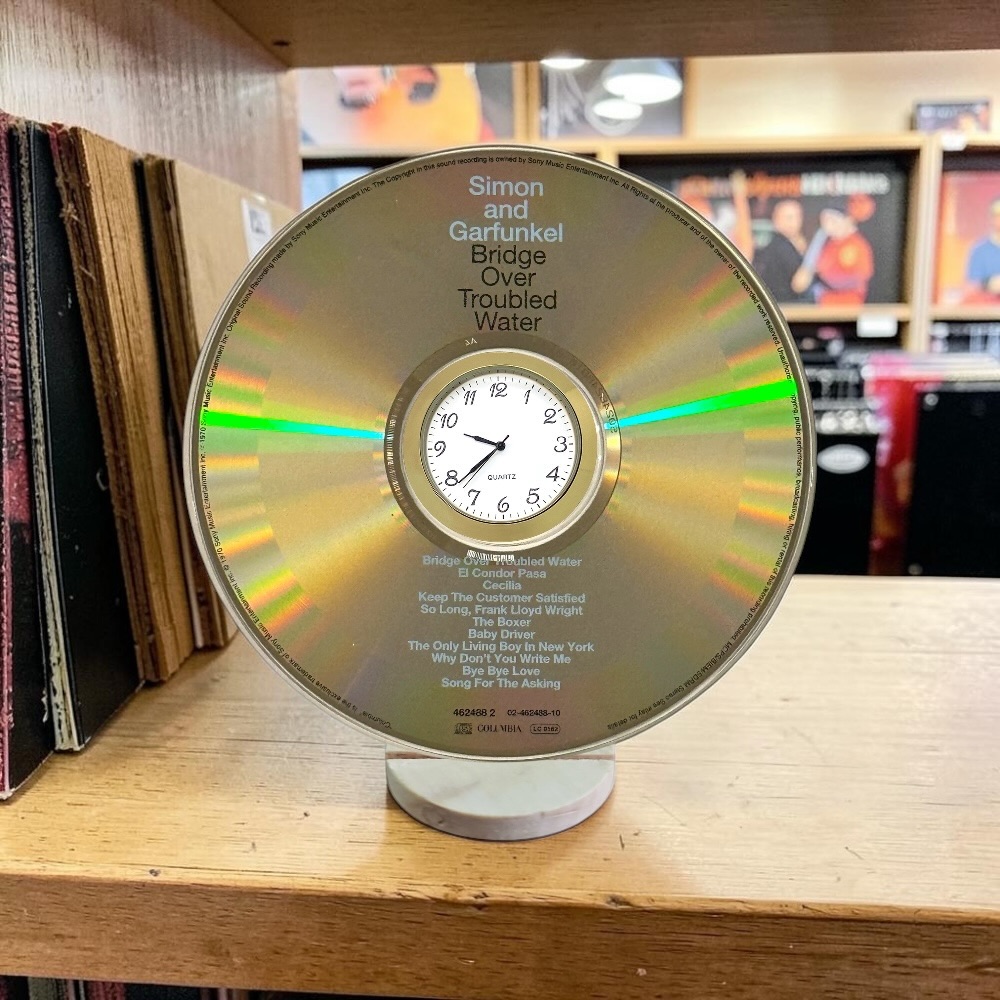 Simon And Garfunkel Novelty Desktop CD Clock With Fixed Gold Insert