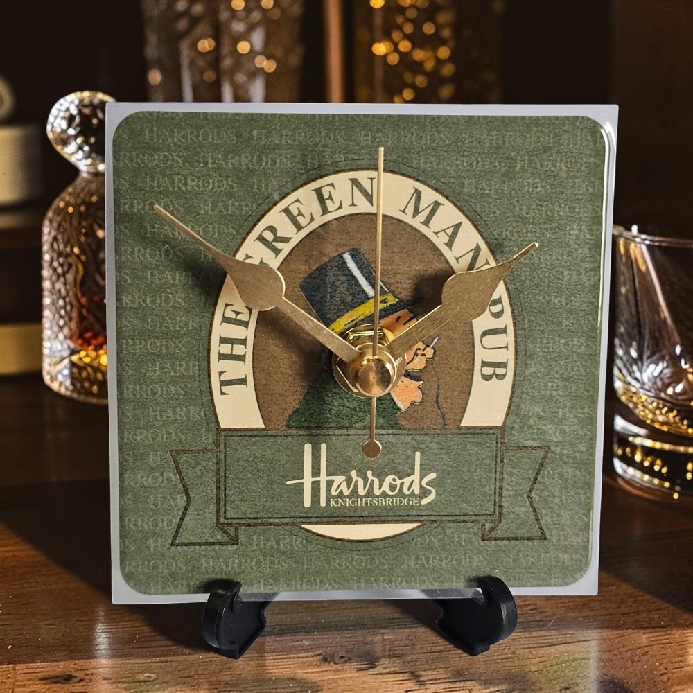 Harrods (Design 2) Novelty Beer Mat Clocks With Display Stand