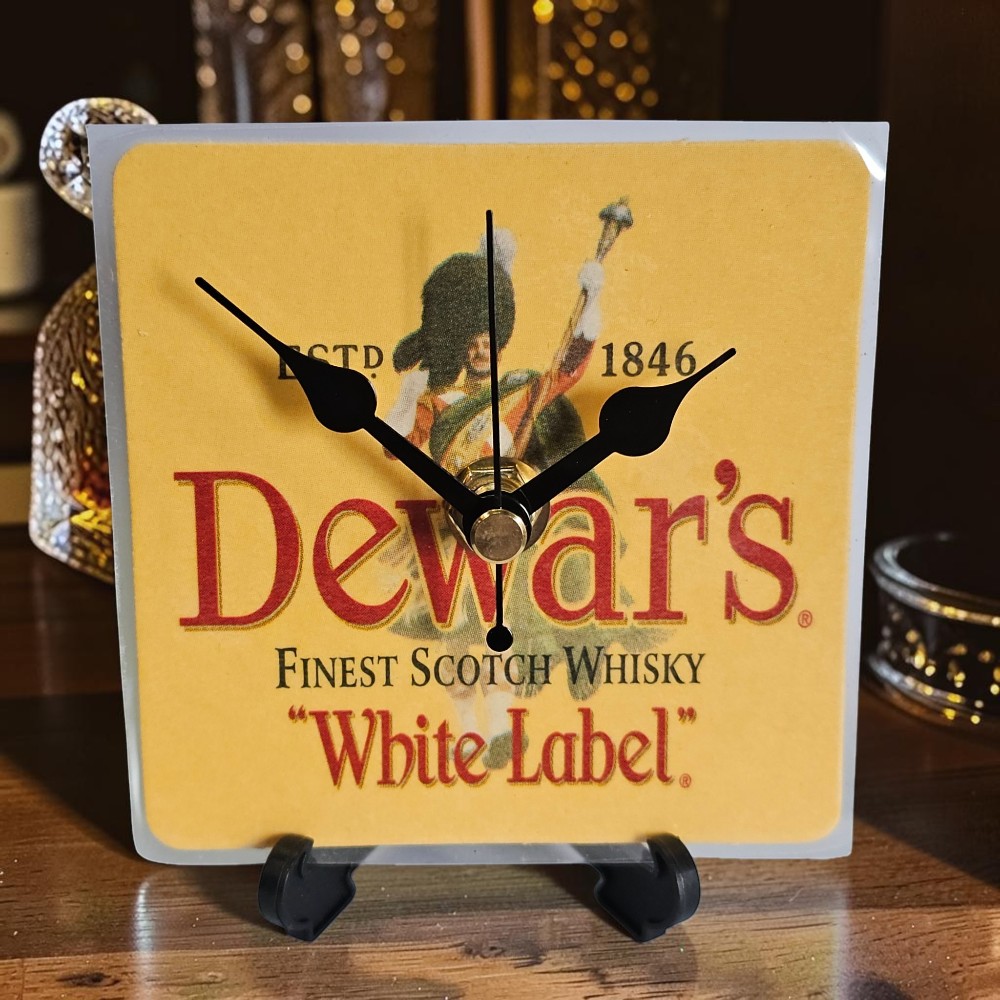 Dewars Scotch Novelty Beer Mat Clocks With Display Stand