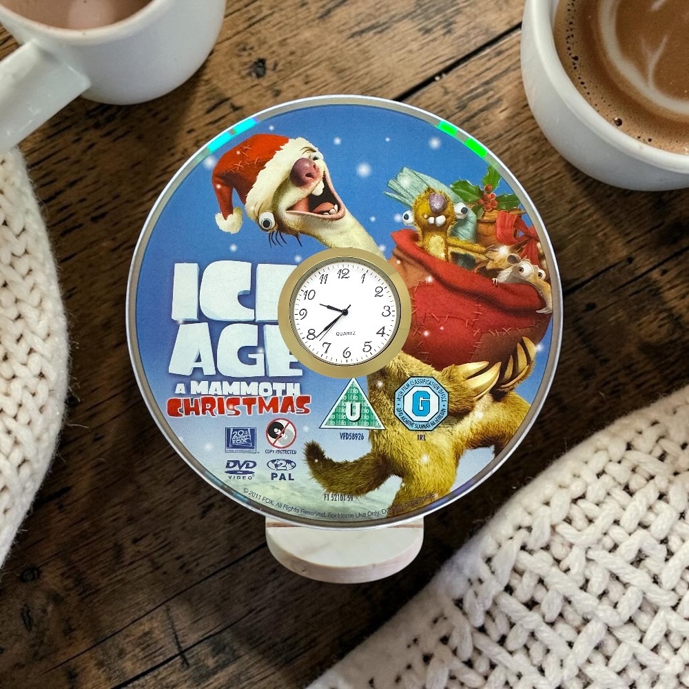 Novelty Desktop Uncycled DVD Clock With Fixed Gold Insert - Ice Age Design 9