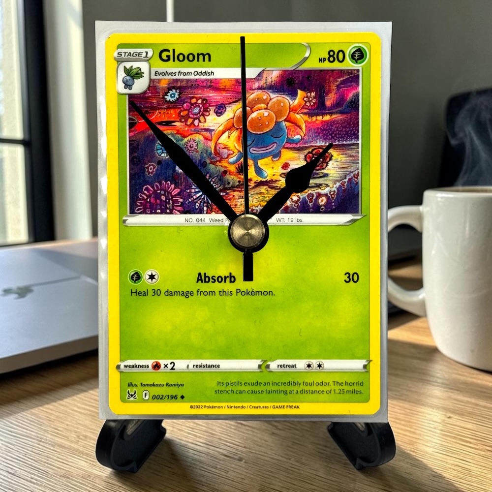 Absorb Pokemon Card Clock with Desktop Display Stand & Battery