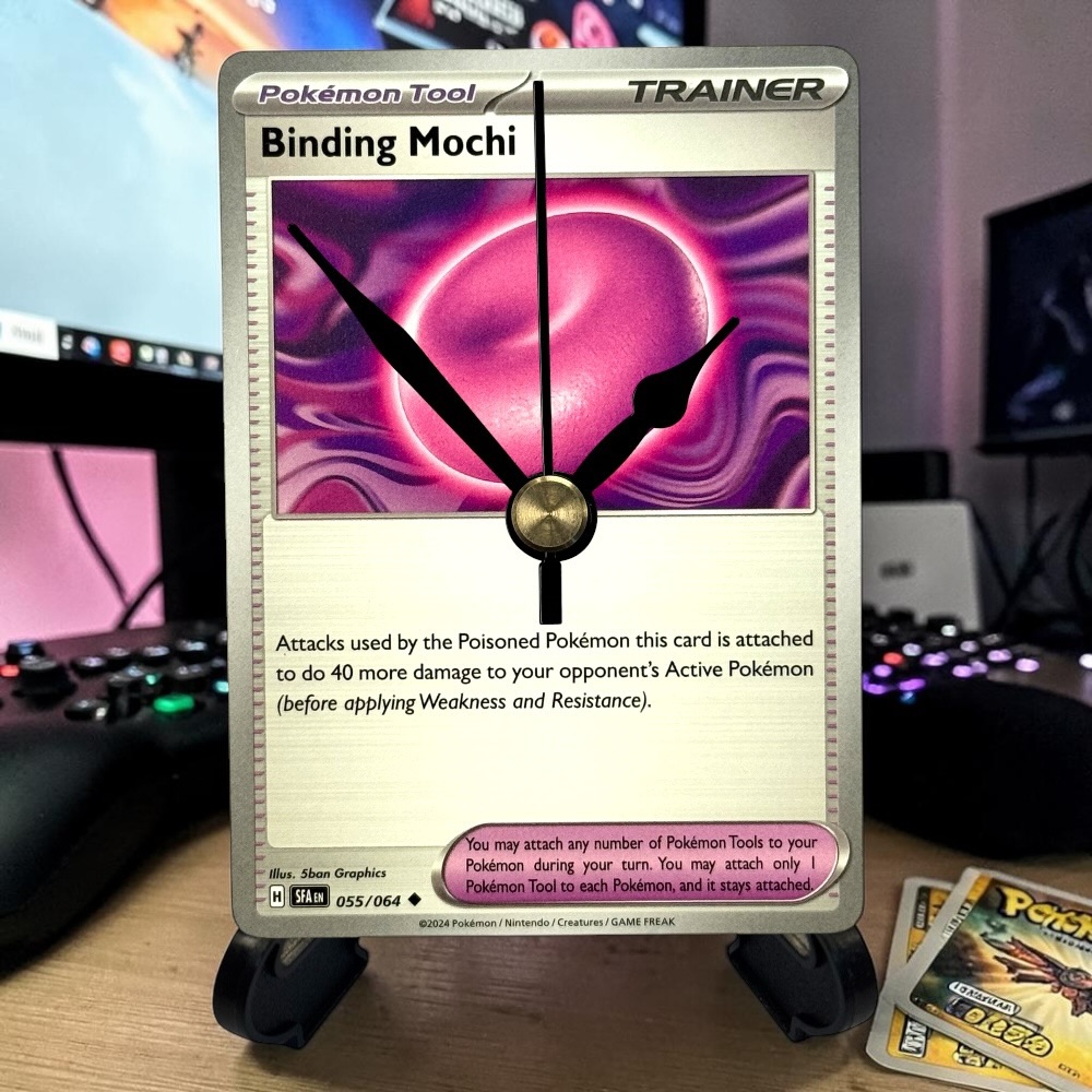 Binding Mochi Pokemon Card Clock with Desktop Display Stand & Battery