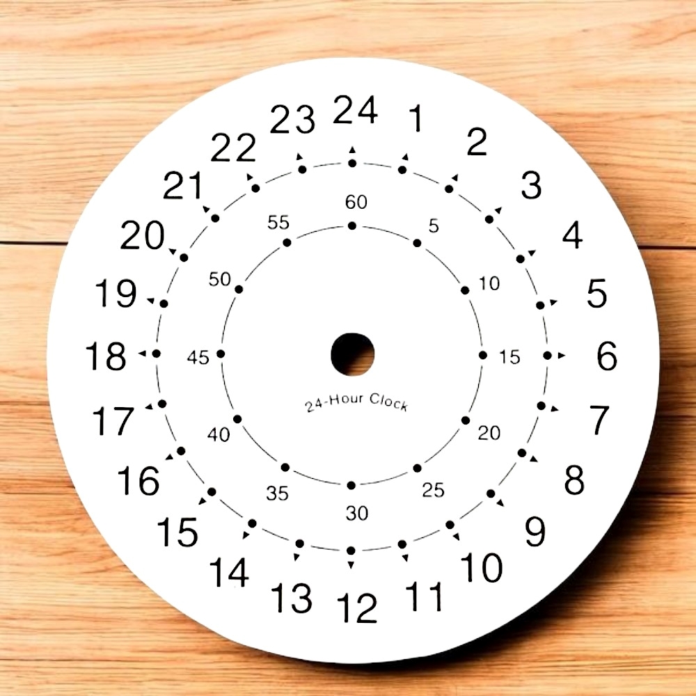 24 Hour White Metal Clock Dial Face