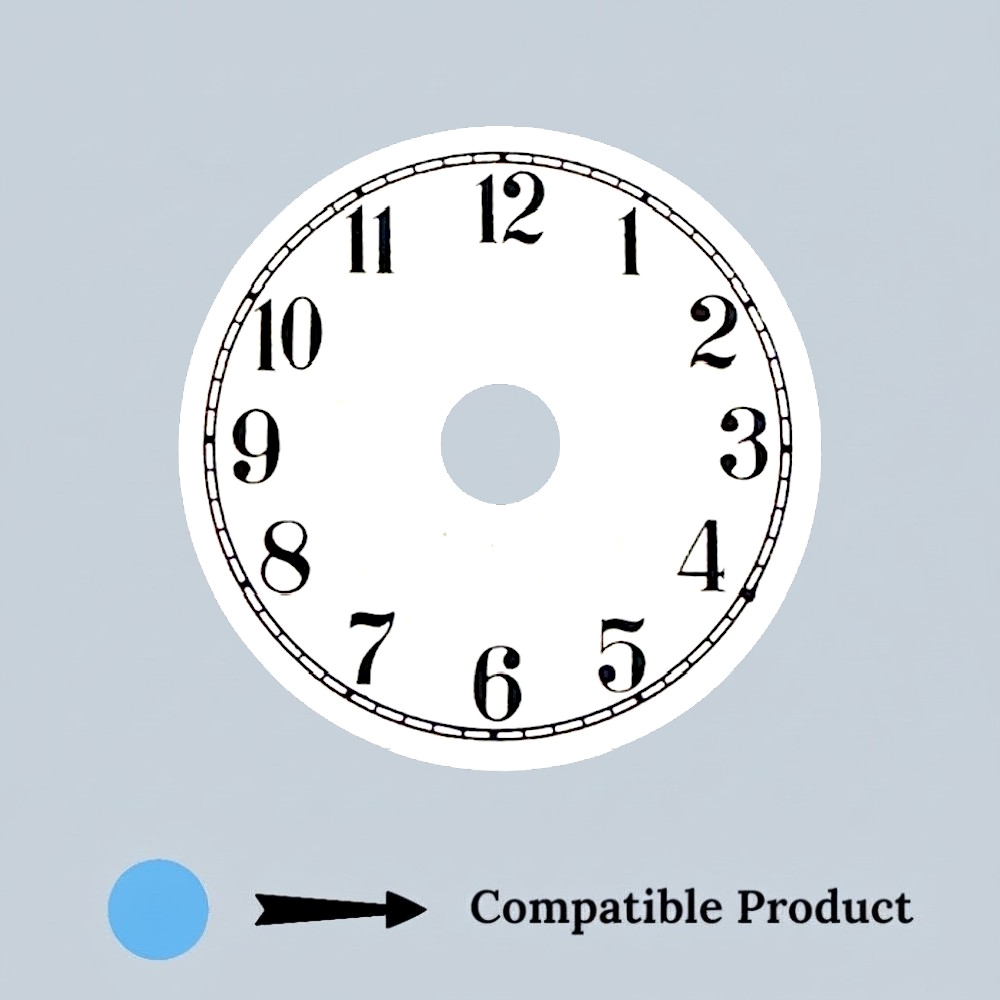 55mm Metal Carriage Clock Dial - White With Black Roman Numbers