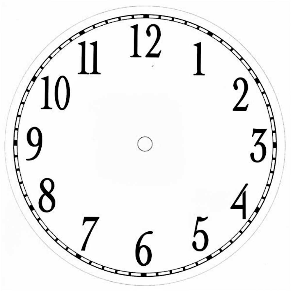 Arabic White Clock Dial Face On Strong Card Paper