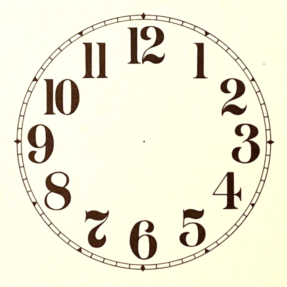 Arabic Ivory Clock Dial Face On Strong Card Paper