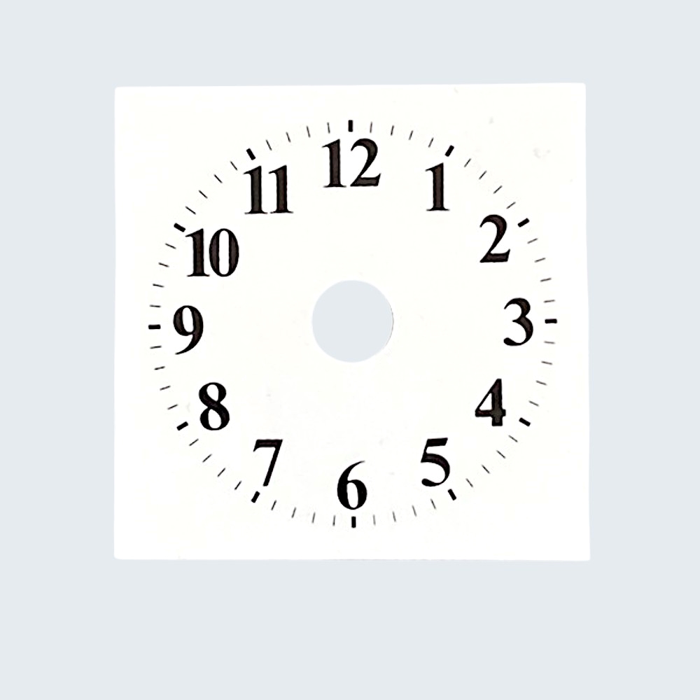 Arabic Square White Metal Clock Dial Face With Black Numerals - 118mm