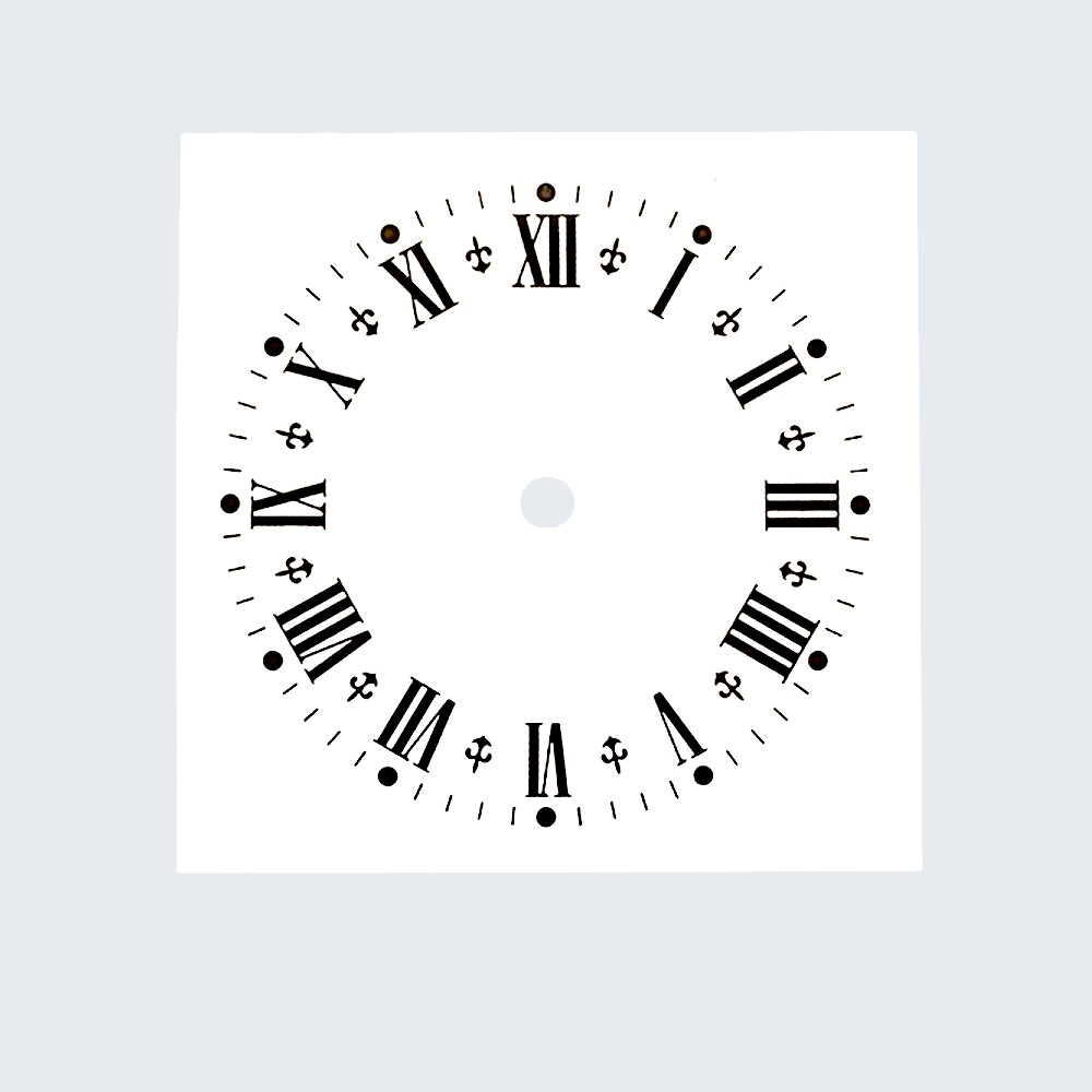 Roman Square White Metal Clock Dial Face With Black Numerals - 140mm