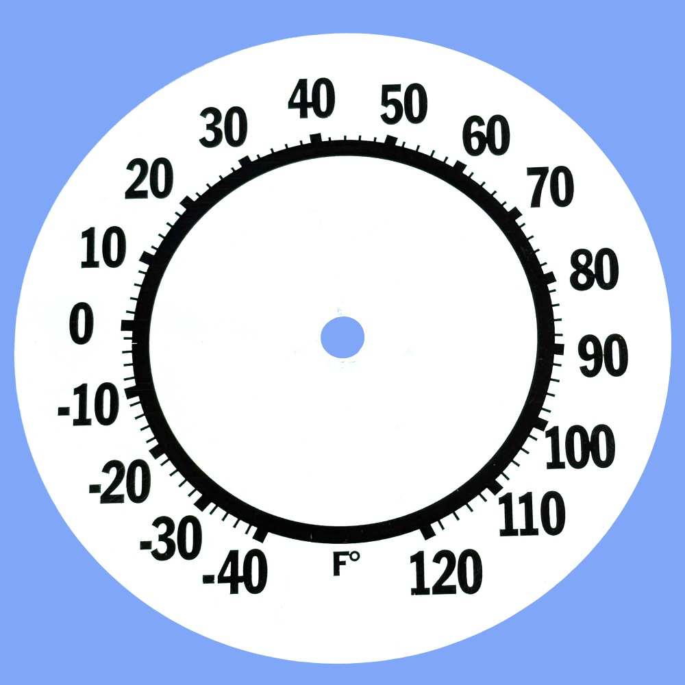 White Aluminium Temperature Clock Dials Face With Black Arabic Numbers - 152mm