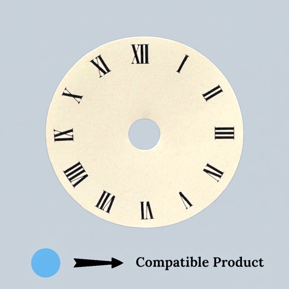 Carriage Clock Dial - Ivory With Black Roman Numbers - 68mm Card