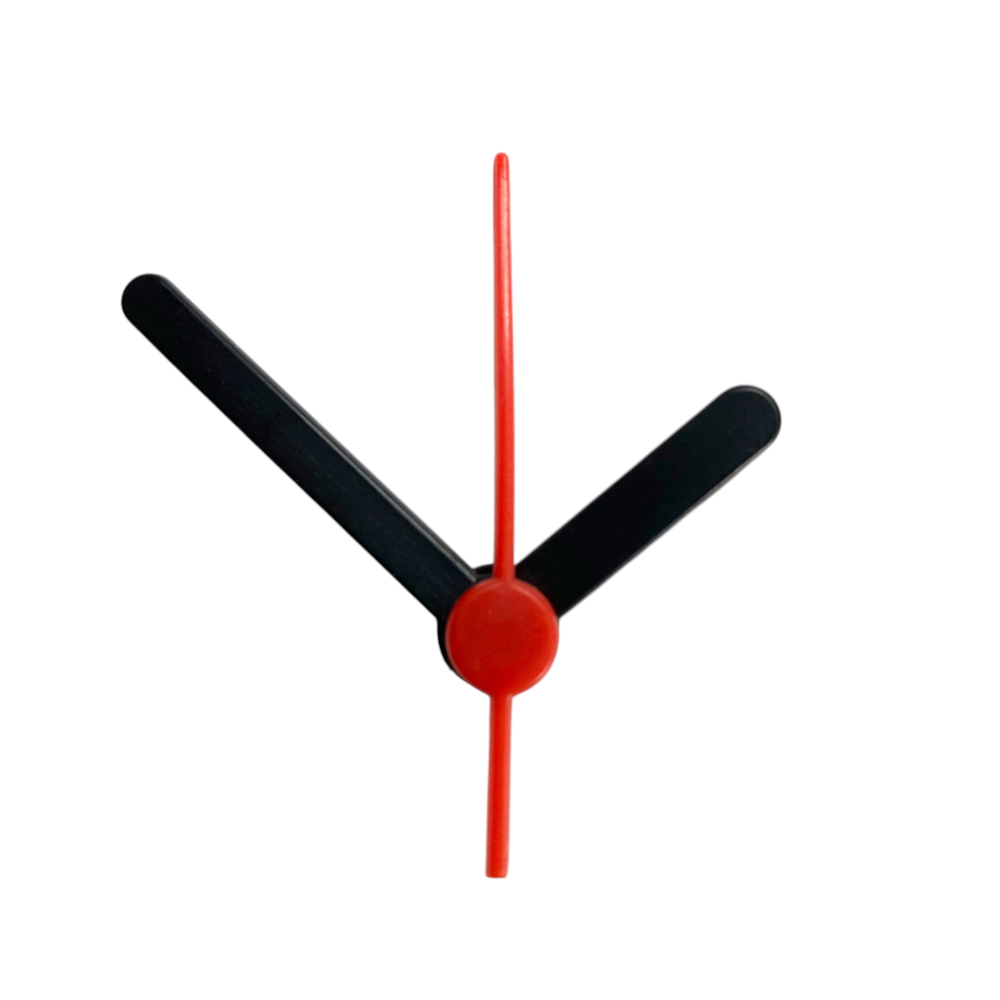 New Replacement Press Fit Quartz Chinese Coloured Clock Hands - Hand Holes 3.6mm & 5.5mm - 44mm Black