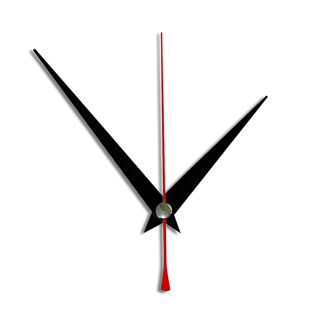 New Replacement Press Fit Quartz Chinese Coloured Clock Hands - Hand Holes 3.6mm & 5.5mm - 99mm Black Metal