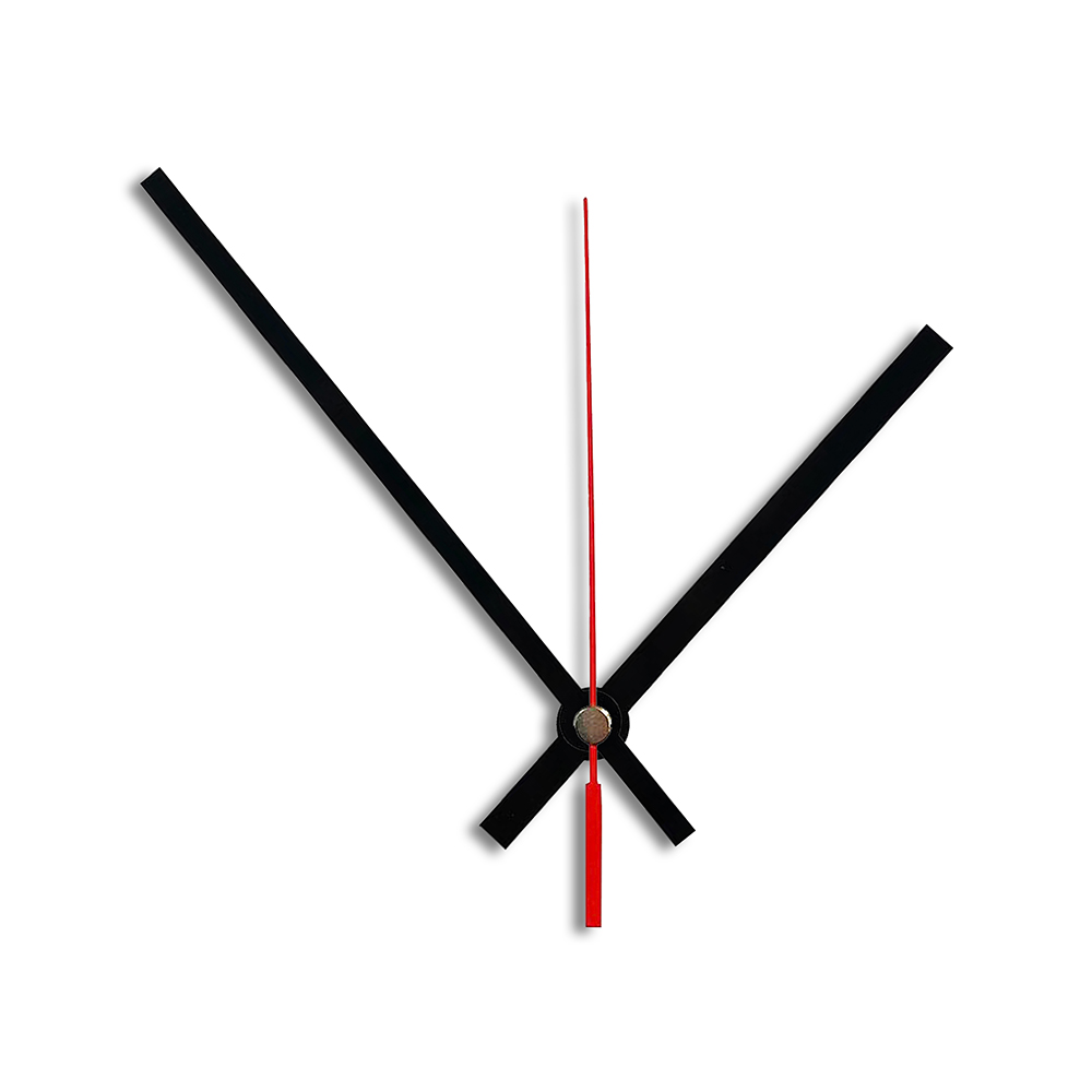 New Replacement Press Fit Quartz Chinese Coloured Clock Hands - Hand Holes 3.6mm & 5.5mm - 100mm Black Metal