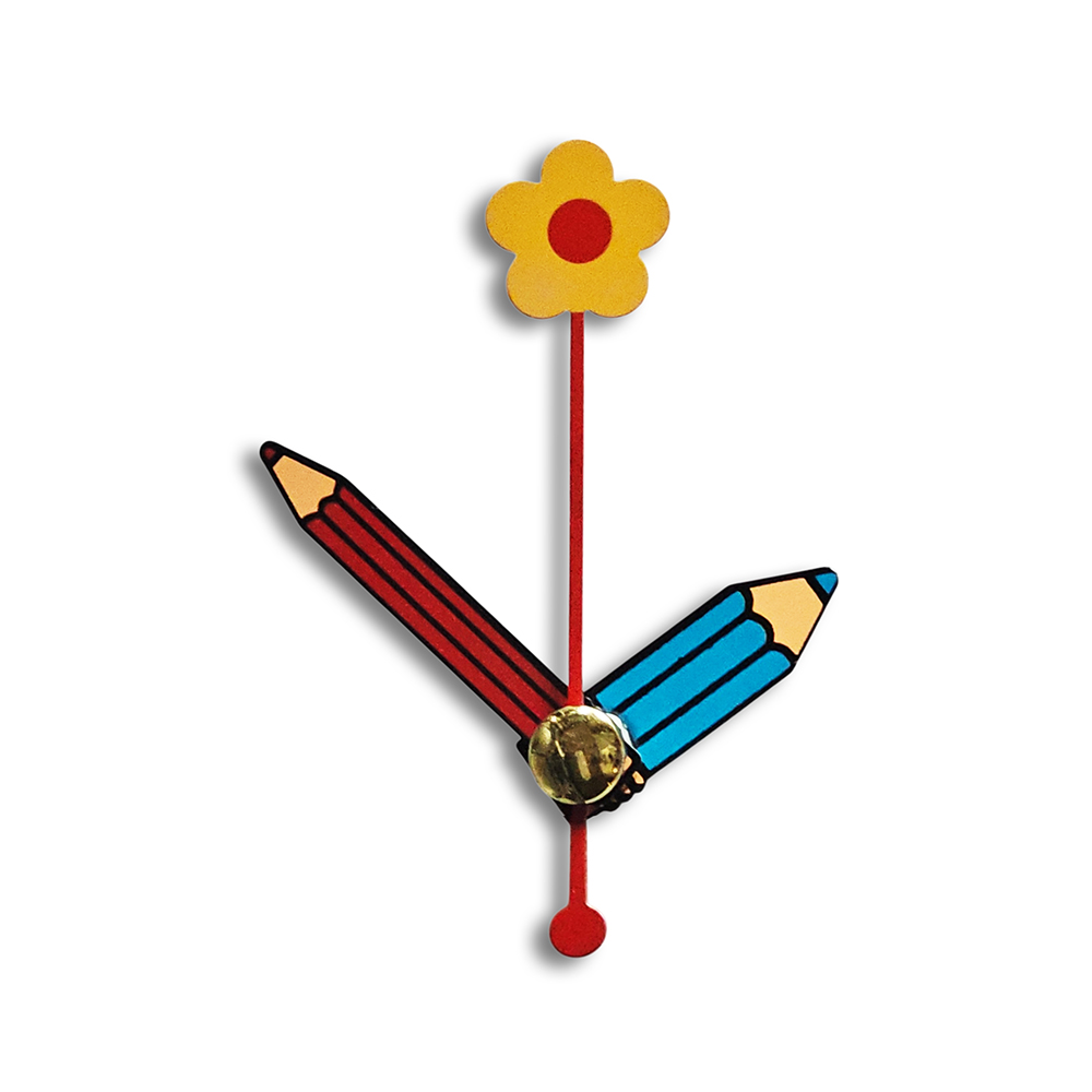 New Replacement Press Fit Quartz Chinese Coloured Clock Hands - Hand Holes 3.6mm & 5.5mm - 32mm Metal Novelty Pencil