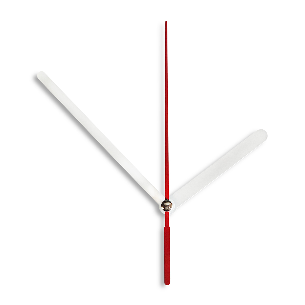 New Replacement Press Fit Quartz Chinese Coloured Clock Hands - Hand Holes 3.6mm & 5.5mm - 95mm Metal White