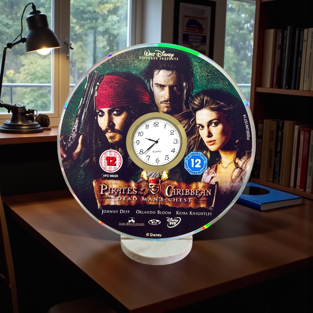 Pirates Of The Caribbean Novelty Desktop DVD Clock With Fixed Gold Insert - Image 5