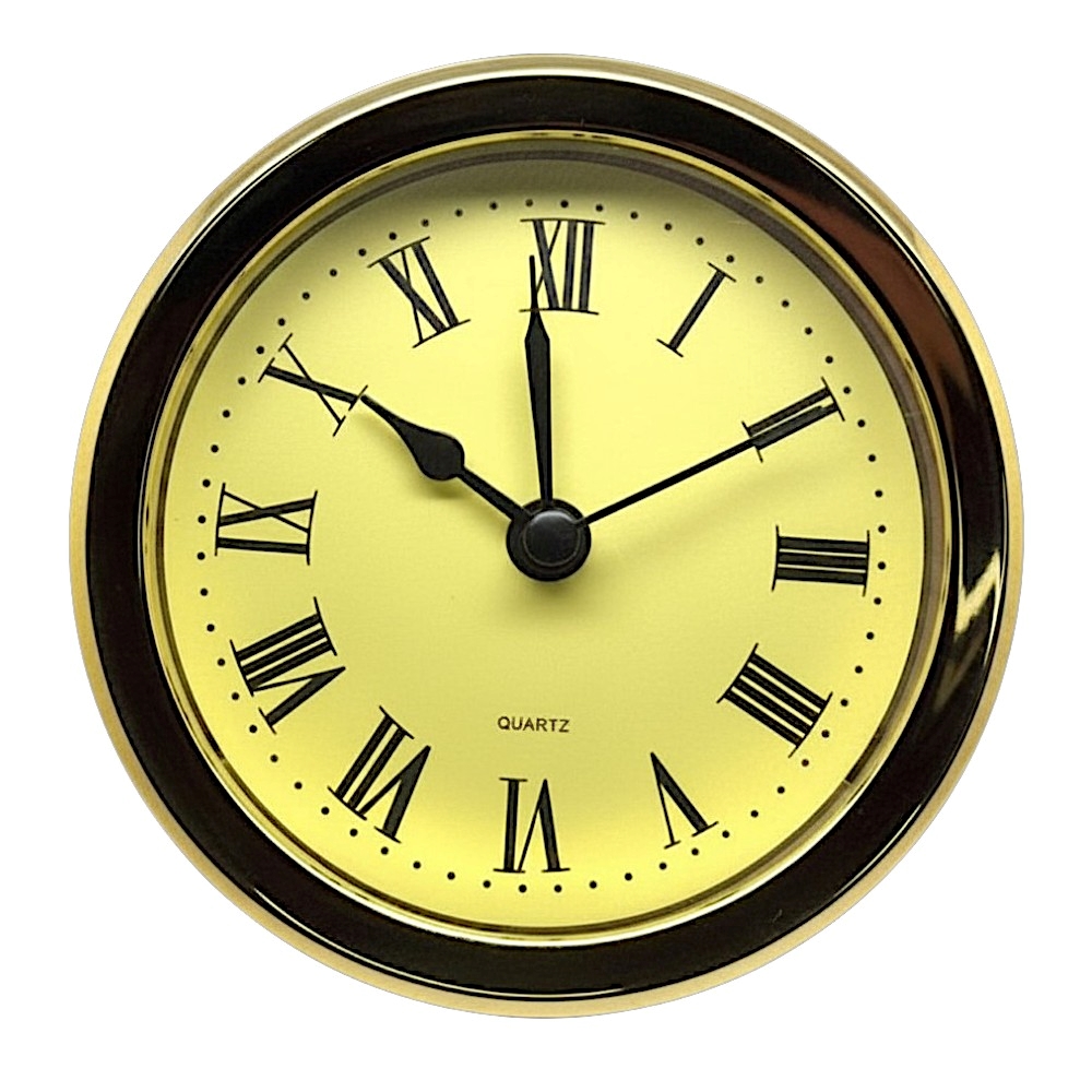 103mm New Quartz Replacement Round Gold (B) Bezel Clock Insert Roman - Suitable for a clock hole 91-93mm