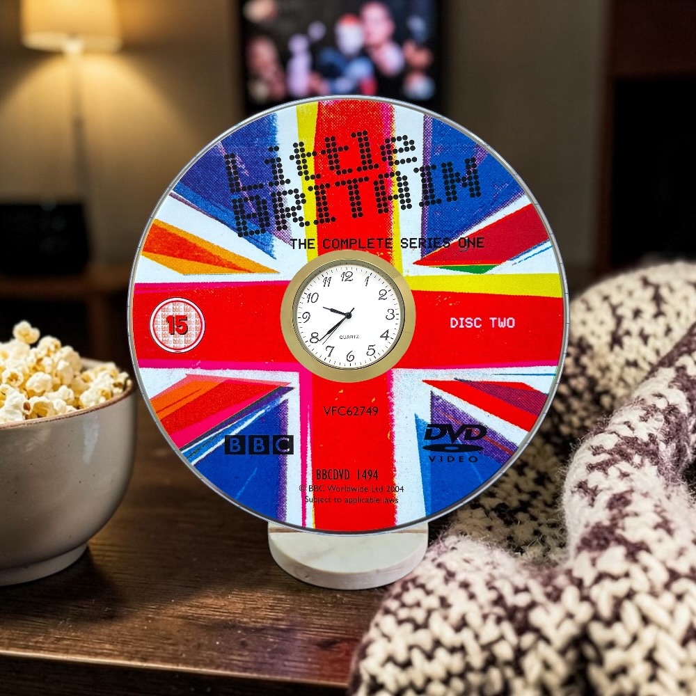 Little Britain Novelty Desktop DVD Clock With Fixed Gold Insert - Design 3