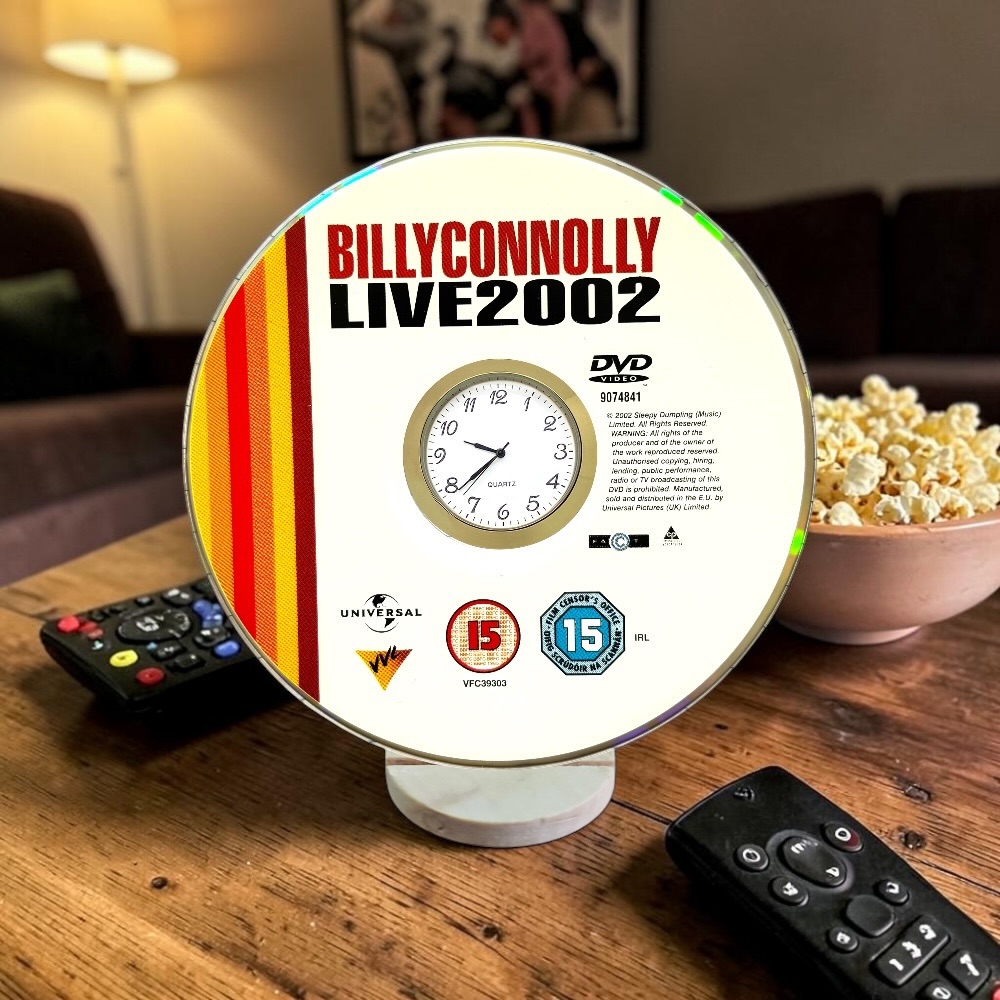 Billy Connolly Live Novelty Desktop DVD Clock With Fixed Gold Insert - Design 3