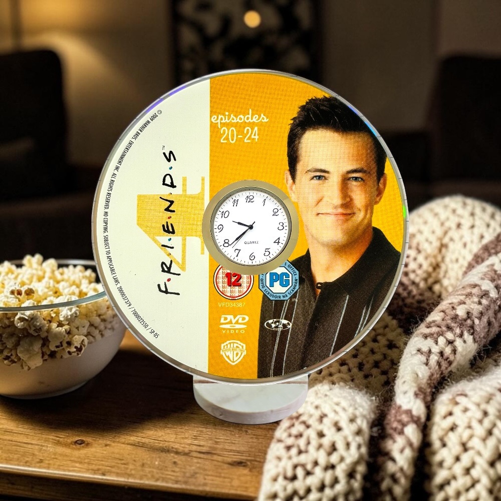 Friends Novelty Desktop DVD Clock With Fixed Gold Insert - Design 1