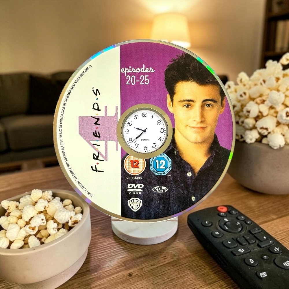 Friends Novelty Desktop DVD Clock With Fixed Gold Insert - Design 2