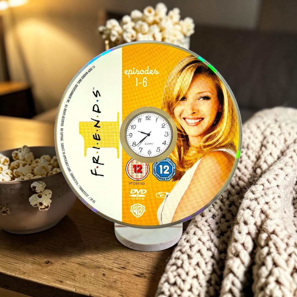 Friends Novelty Desktop DVD Clock With Fixed Gold Insert - Design 3