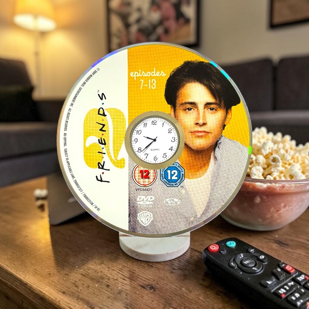 Friends Novelty Desktop DVD Clock With Fixed Gold Insert - Design 4