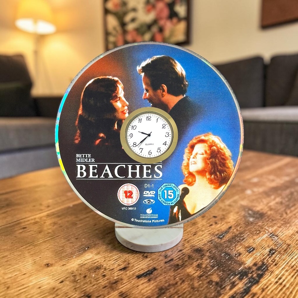 Beaches Novelty Desktop DVD Clock With Fixed Gold Insert