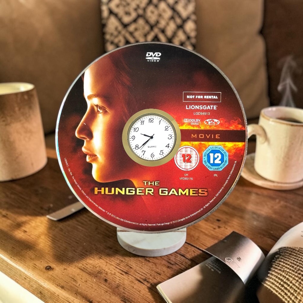 The Hunger Games Novelty Desktop DVD Clock With Fixed Gold Insert - Design 2