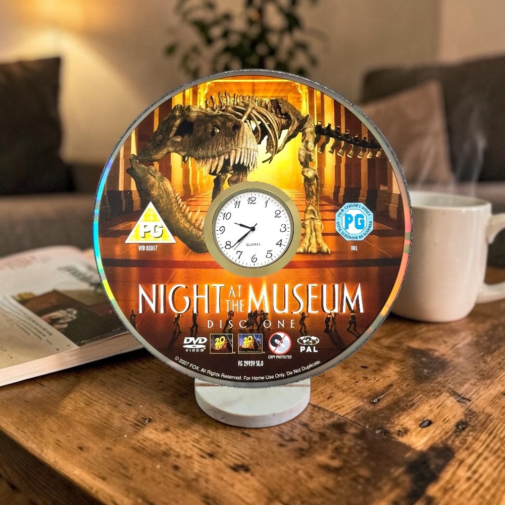Night At The Museum Novelty Desktop DVD Clock With Fixed Gold Insert - Design 1