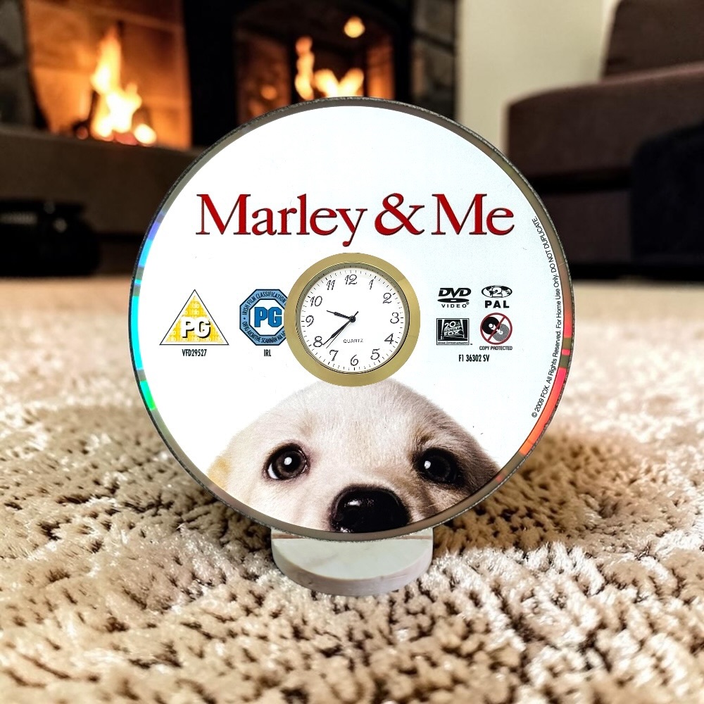 Marley & Me Novelty Desktop DVD Clock With Fixed Gold Insert