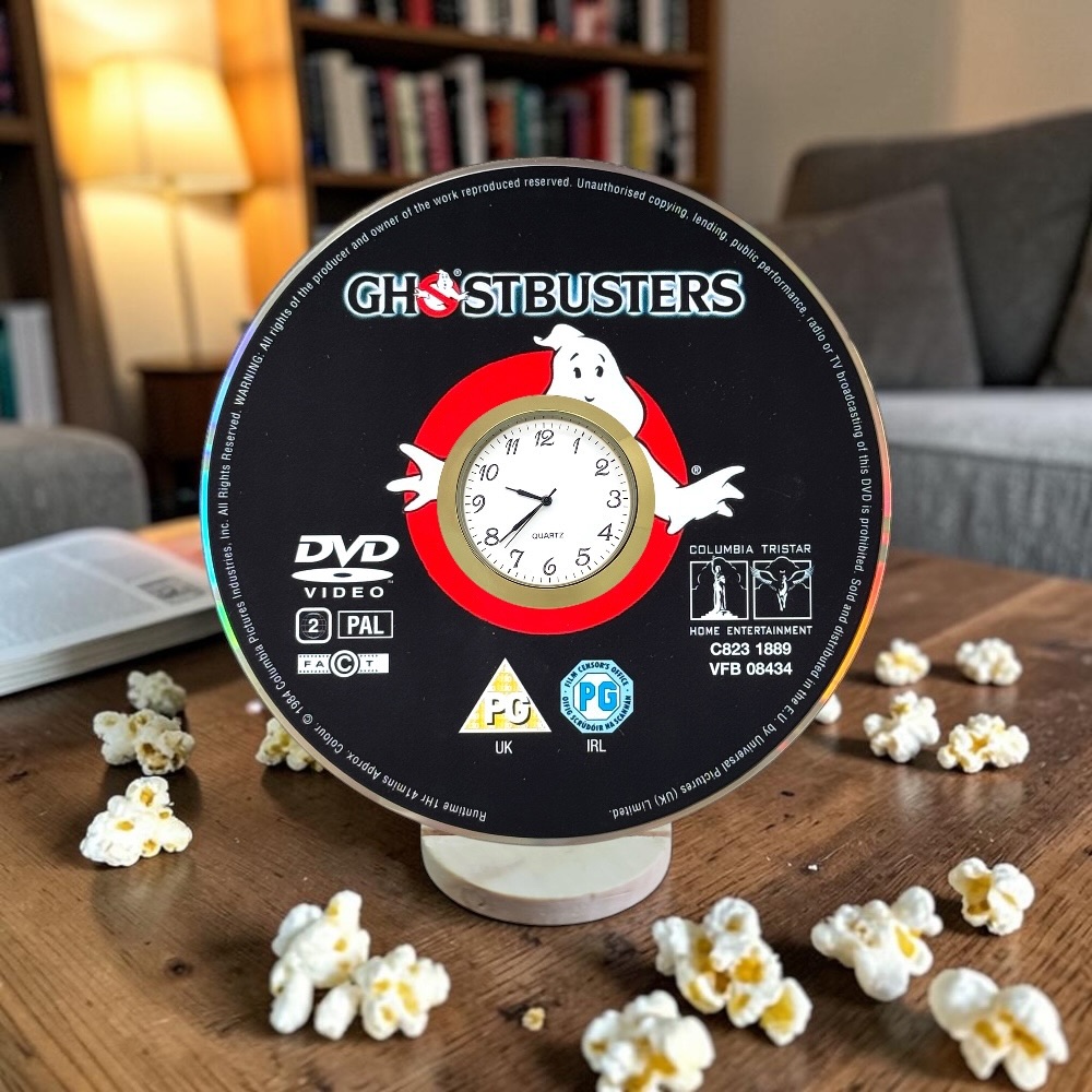 Ghostbusters Novelty Desktop DVD Clock With Fixed Gold Insert - Design 1