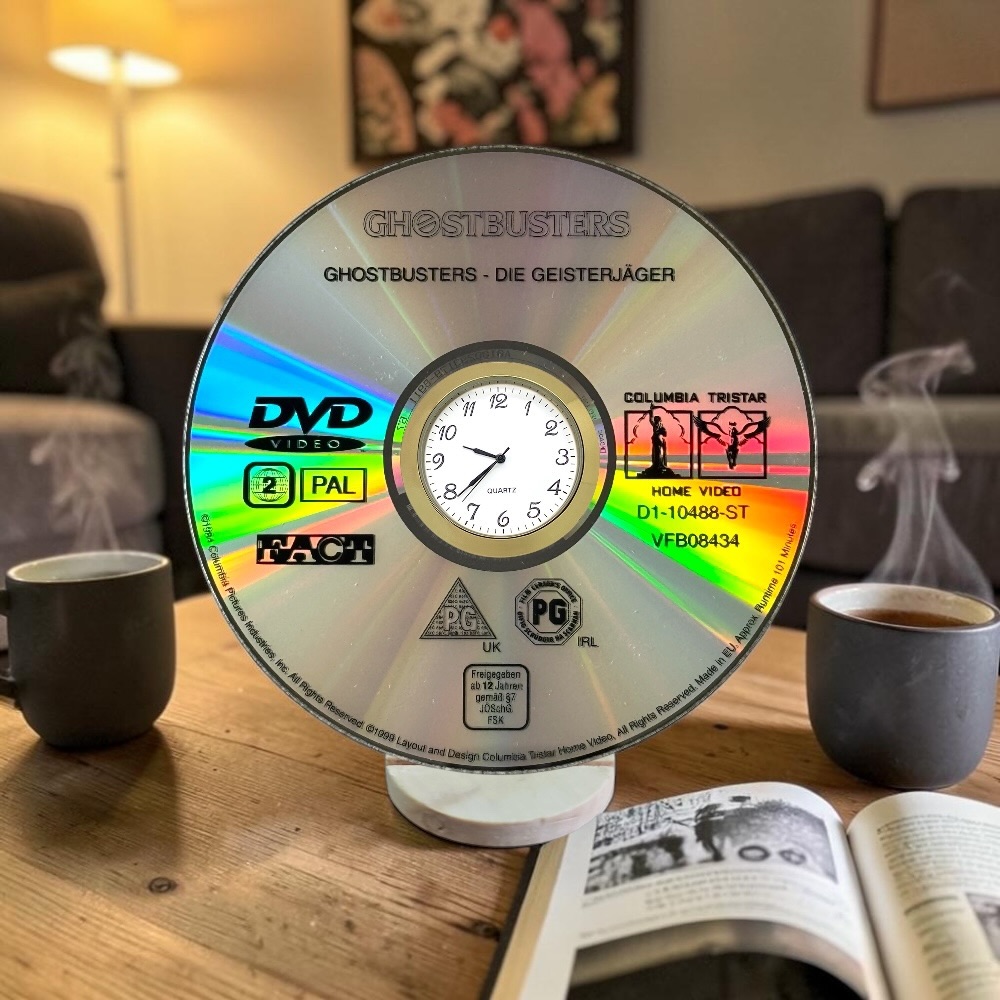 Ghostbusters Novelty Desktop DVD Clock With Fixed Gold Insert - Design 2