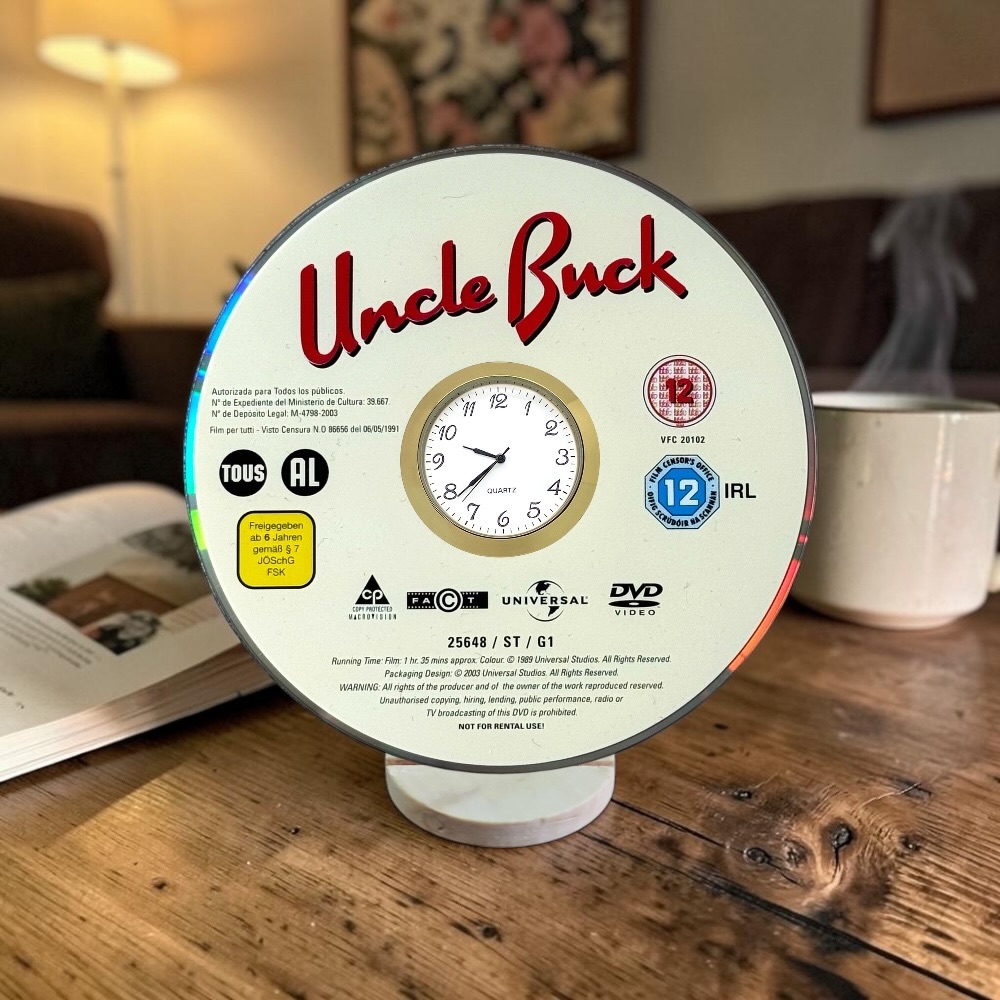 Uncle Buck Novelty Desktop DVD Clock With Fixed Gold Insert