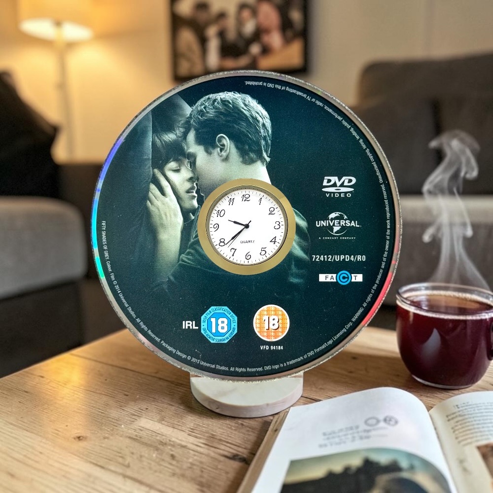 Fifty Shades Of Grey Novelty Desktop DVD Clock With Fixed Gold Insert
