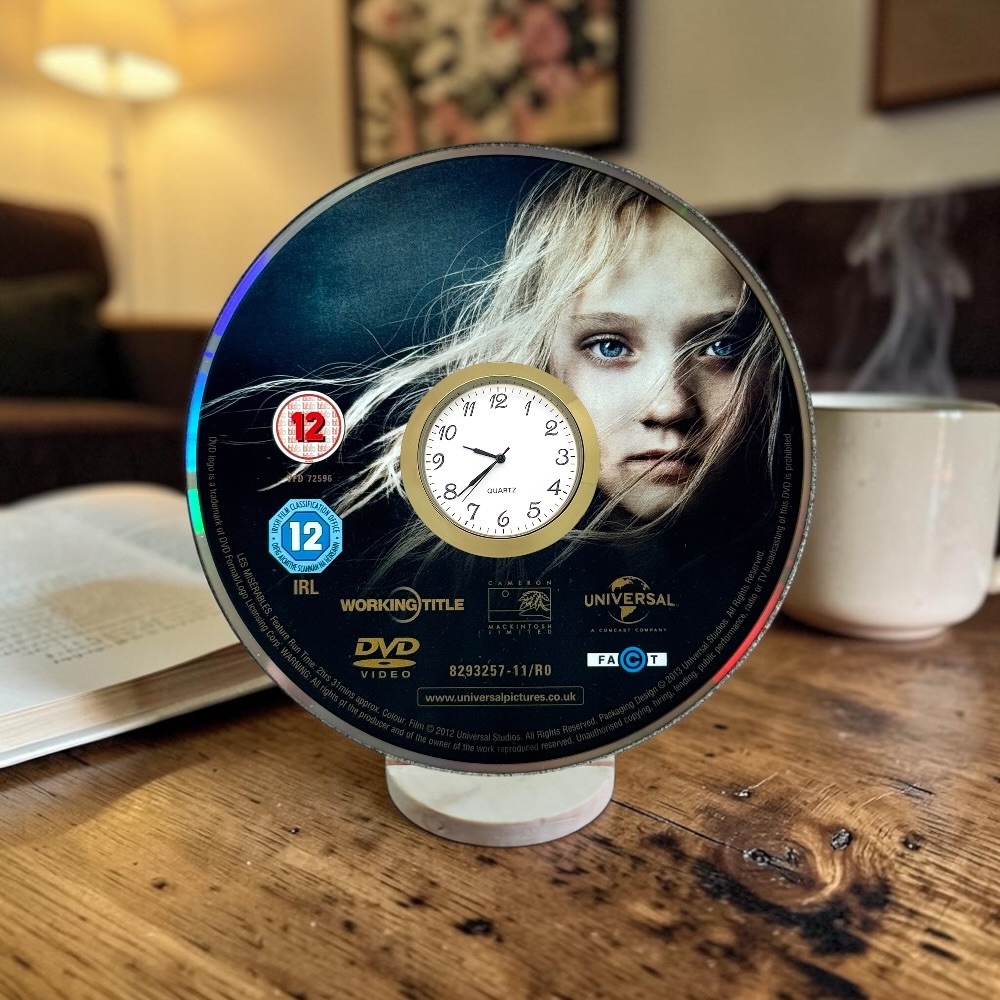 Les Misérables  Novelty Desktop DVD Clock With Fixed Gold Insert