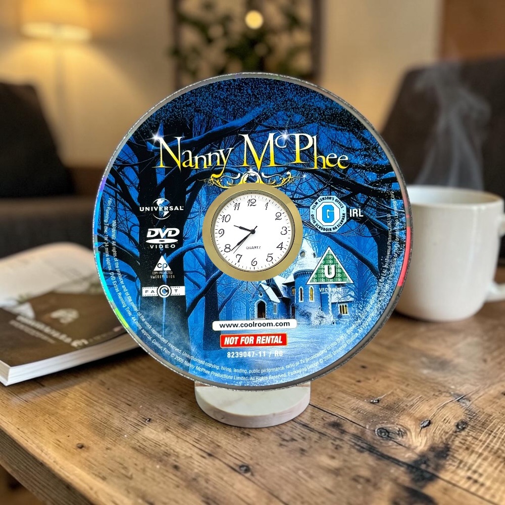 Nanny McPhee Novelty Desktop DVD Clock With Fixed Gold Insert