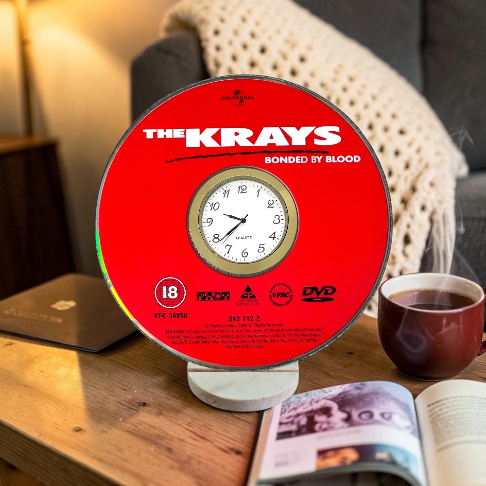 The Krays Novelty Desktop DVD Clock With Fixed Gold Insert
