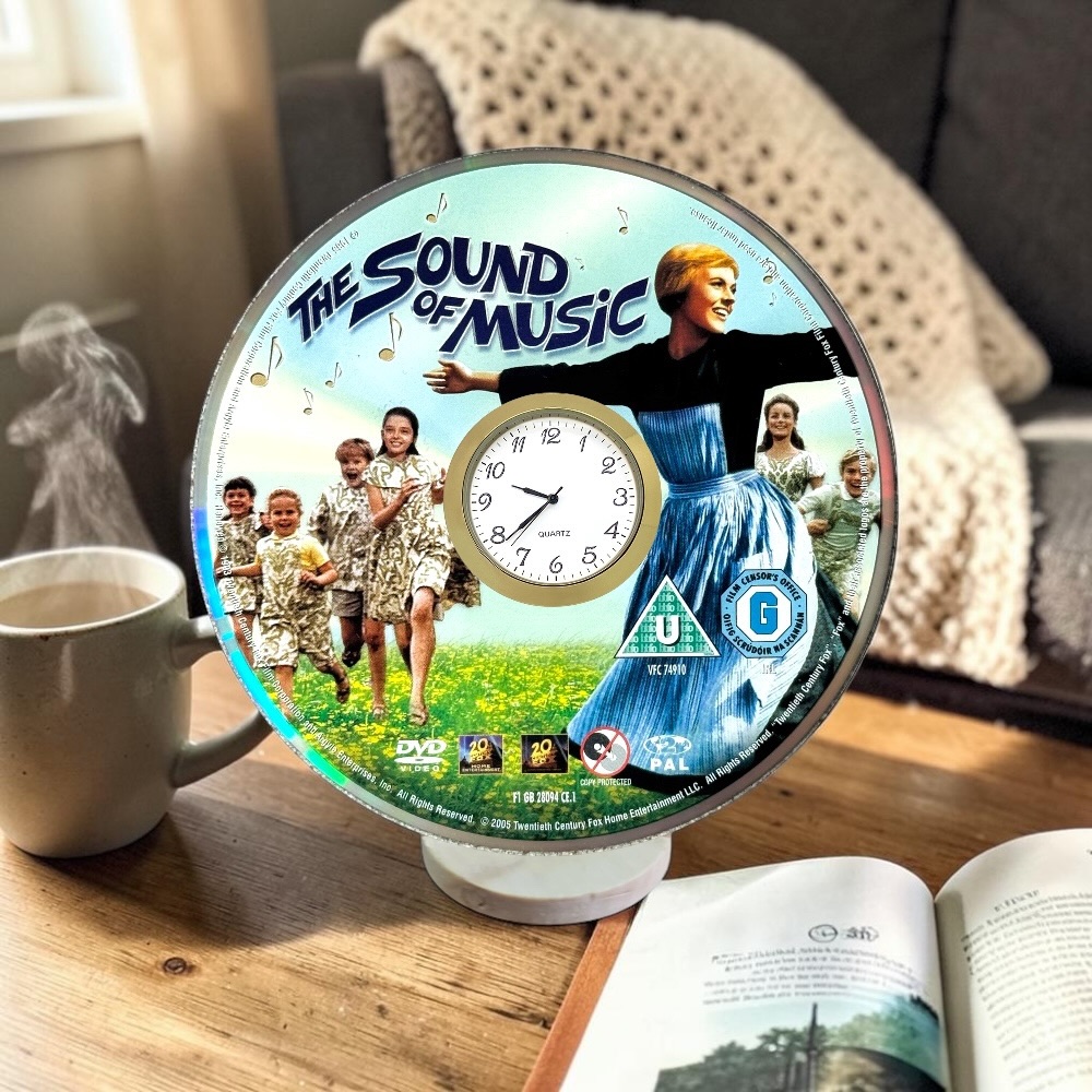 The Sound Of Music Novelty Desktop DVD Clock With Fixed Gold Insert
