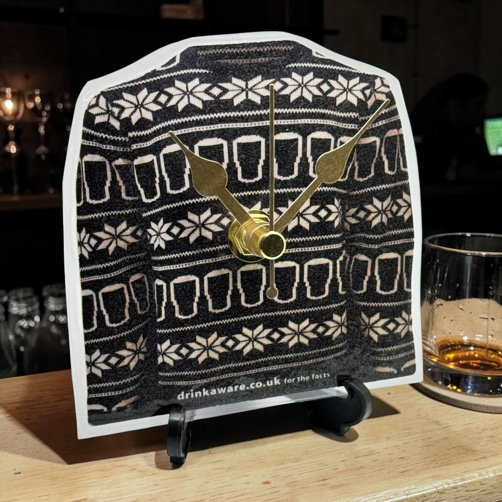 Upcycled Novelty Guinness Beer Mat Clock With Display Stand – Design 30